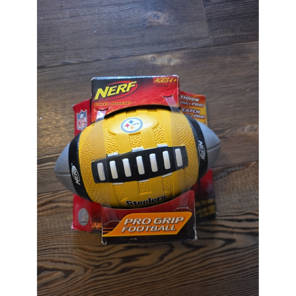 Vintage NERF NFL Pro Grip Pittsburgh Steelers Football Yellow Foam RARE 2005